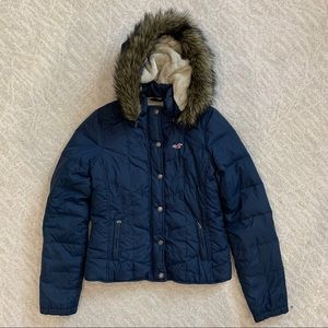 Hollister Faux Fur Detachable Hood Winter Jacket L